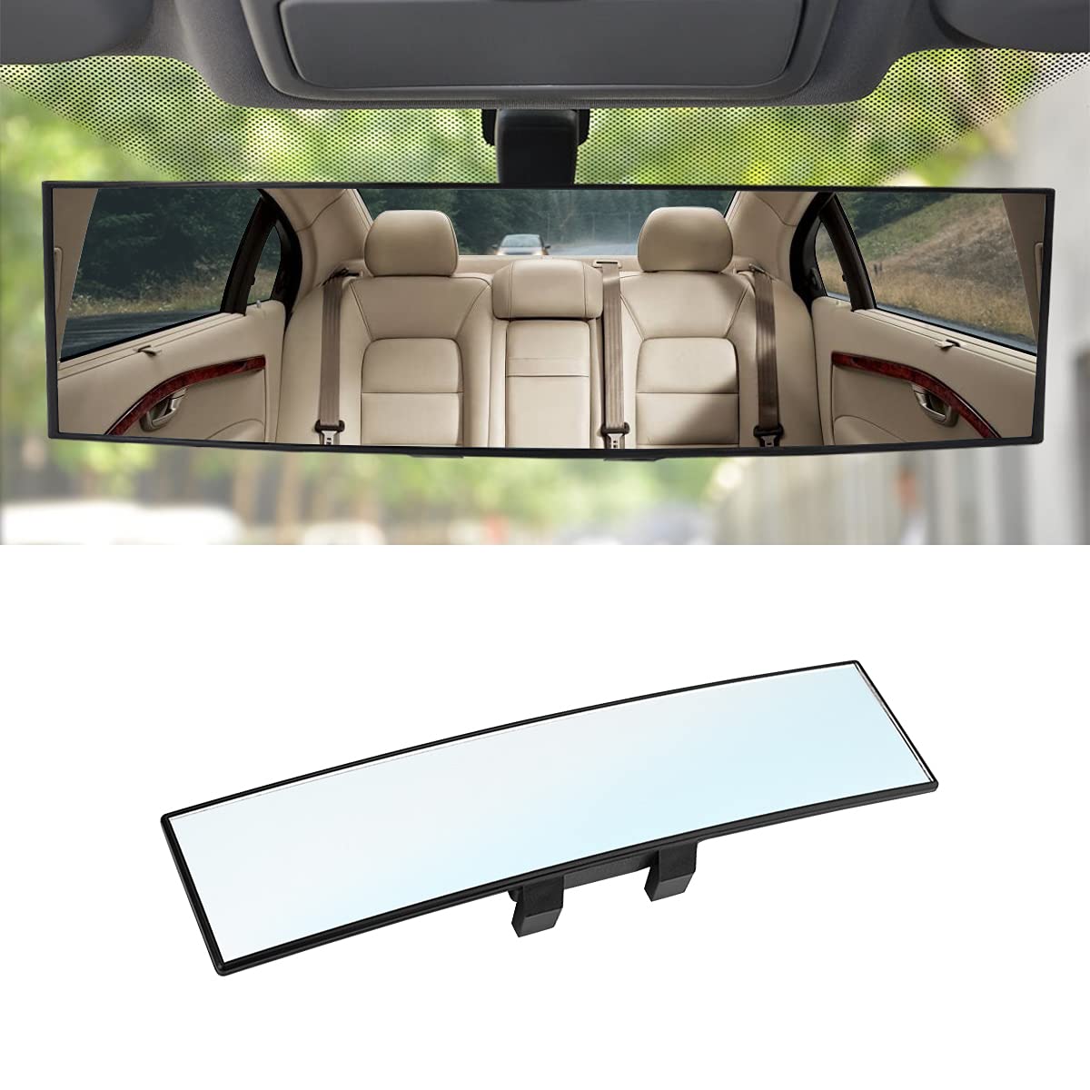 8sanlione 12 Inch Panoramic Car Rearview Mirror